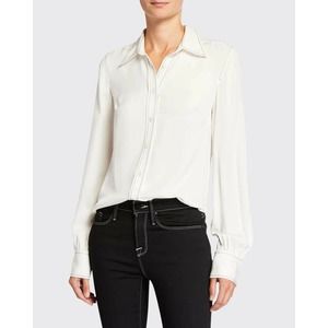 FRAME 70s Contrast Stitch Shirt L Blanc Silk